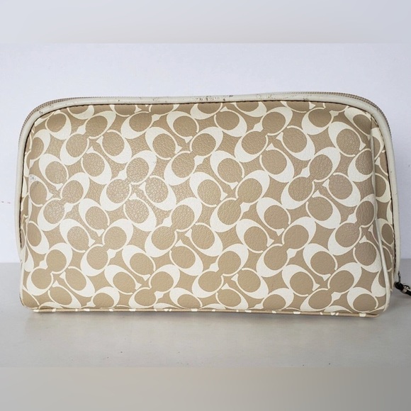 XX SOLD XX Large Coach toiletry/cosmetic bag beige & pink - Picture 7 of 7